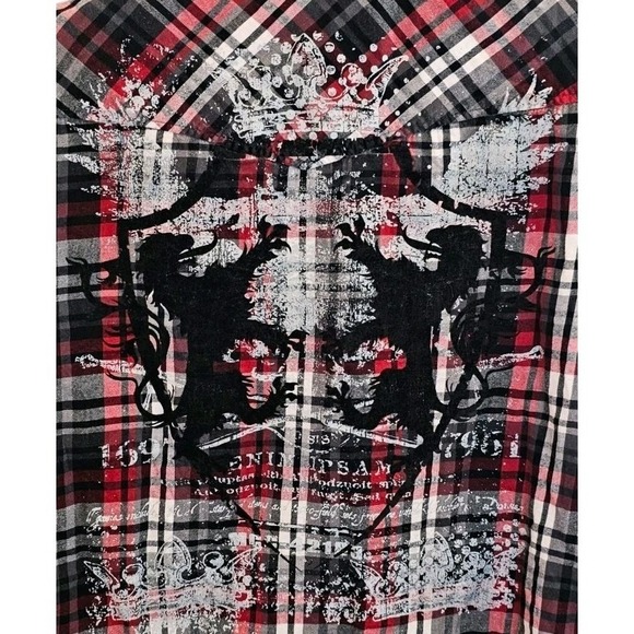 Helix Double Dragon Men's Large Long Sleeve Button Down Plaid Shirt - Picture 8 of 9